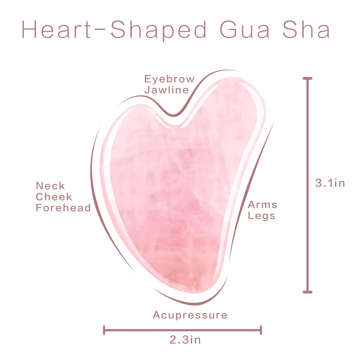 Contrybox Gua Sha Facial Tools, Rose Quartz Guasha Tool for Face & Eye, Puffiness Reducing & Jawline Sculpting Face Stone Gua Sha Tools for Skin Care Woman GuaSha Stone Tool, Pink