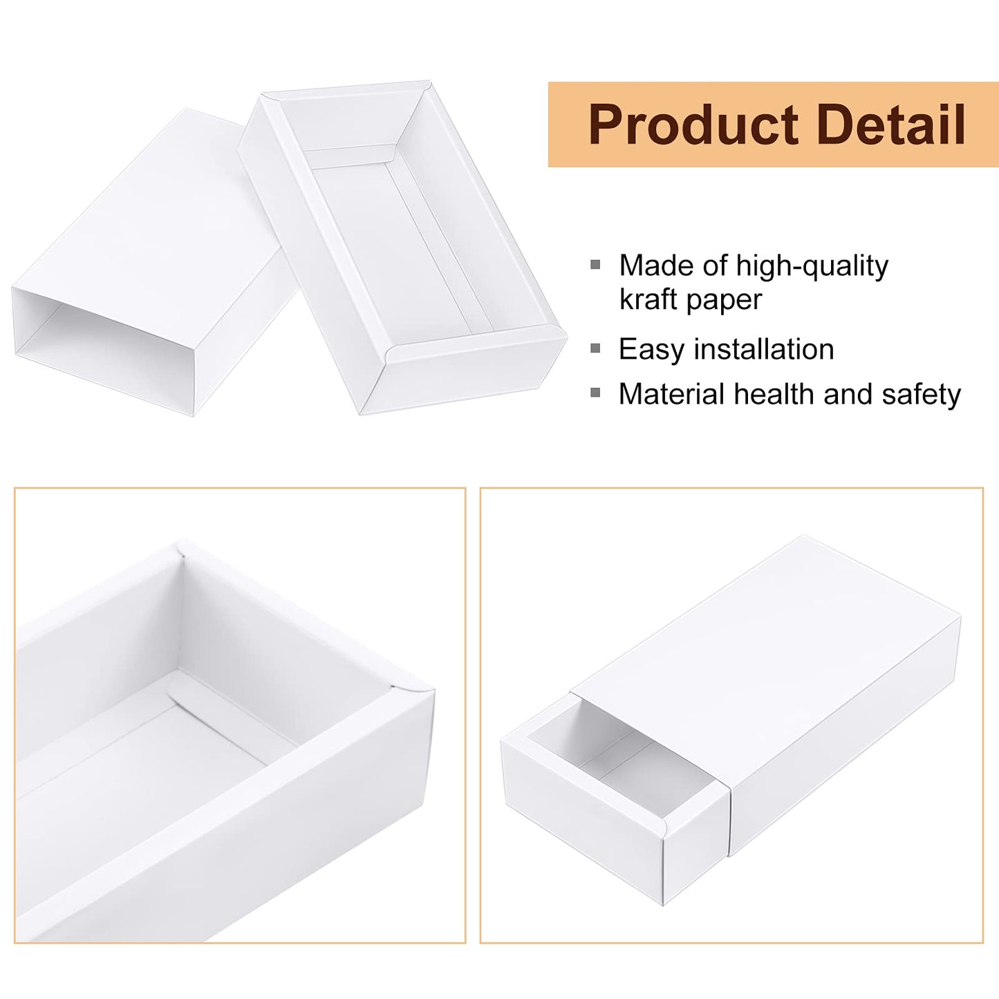 Zonon 30 Pieces Kraft Paper Drawer Box, Mini Crafts Cardboard Gift Boxes for Business and Soap Jewelry Candy Wedding Party Favors Present Packaging Organizer (White)