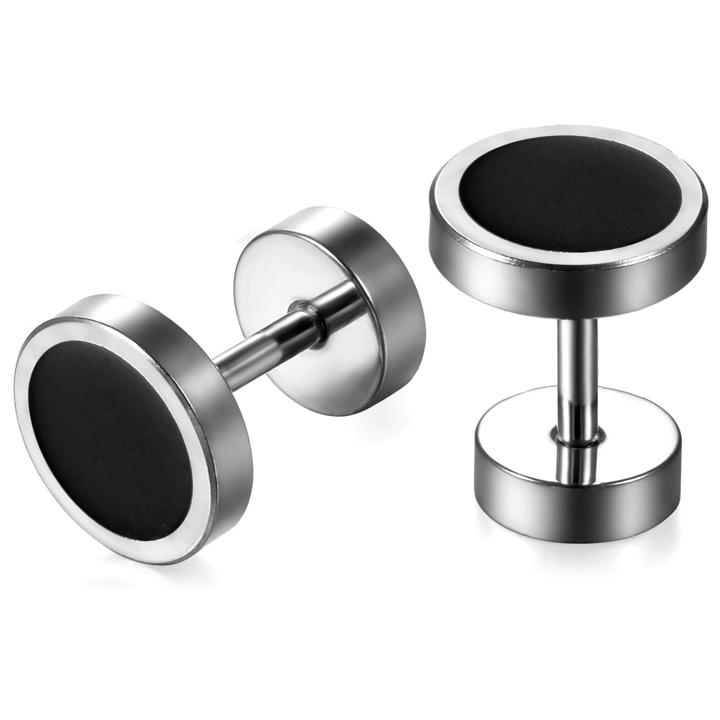 Aroncent Stud Earrings for Men Women Fake Gauge Fake Earrings Stainless Steel Earrings 8MM Rosegold