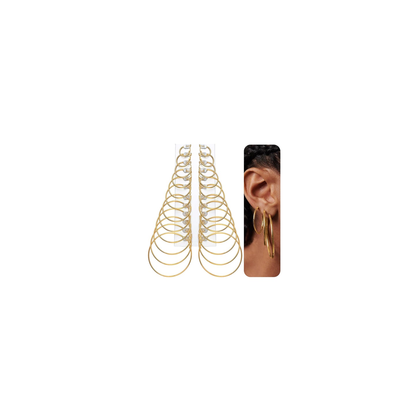 Gold Hoop Earrings Set for Women, 18 Pairs Hypoallergenic Statement Open Pearl Hoops Earring for Multipack, Gold Chunky Hoop Earrings for Women Trendy Jewelry (Gold-14K-12 Pairs)