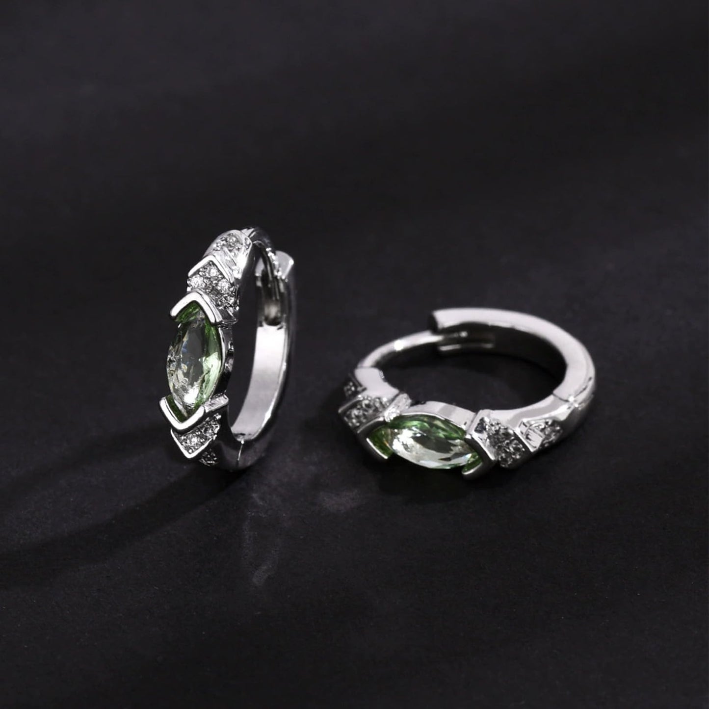 Lymphatic Drainage Slimming Hoop Earrings, Titanium Ion Lymphvity Germanium Acupuncture Therapy Moissanite Earrings Bloodstream Lymph Nodes CZ Jewelry for Women Men (Green-A)