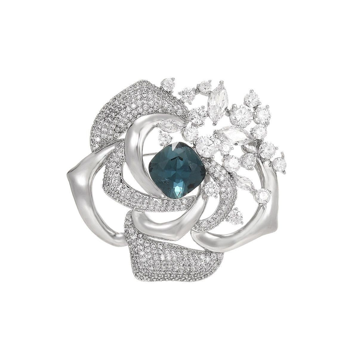 UNVAK Flower Brooch Austrian Crystal Brooch Pin Rhinestone Flower Brooch Lapel Pin Jewelry Thanksgiving Day Birthday Gifts Dress Accessories for Mom Wife