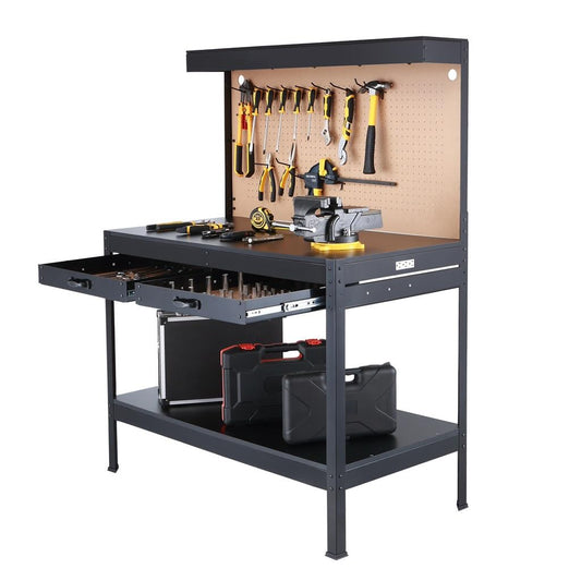 Simpli-Magic 48-Inch Workbench with Power Outlets and Light, Large Capacity 500LBS Evenly Distributed