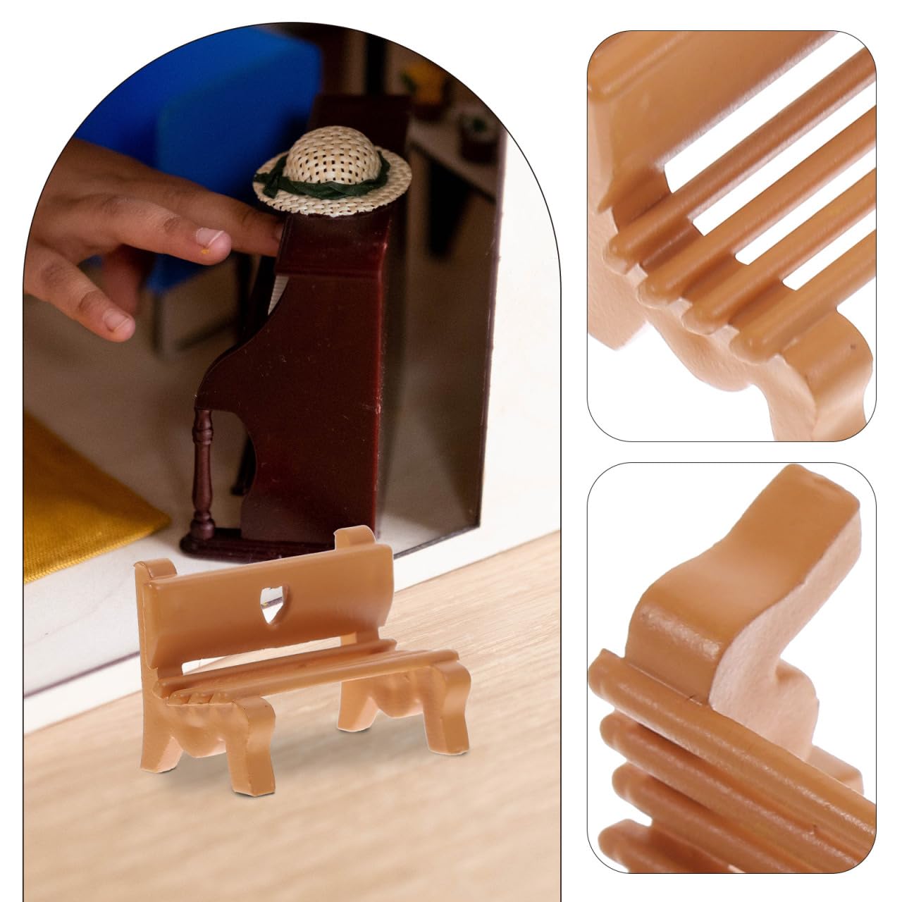 DECHOUS 4Pcs Miniature Park Bench Model 1:75 Scale Plastic Dollhouse Mini Bench for Micro Landscape Garden Accessories