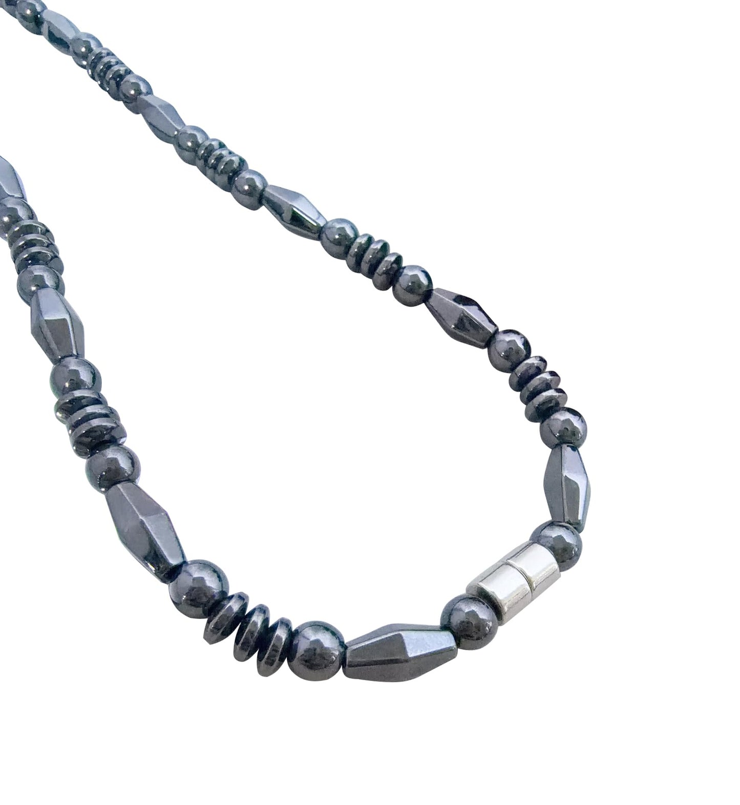 Wzwzmia 5A grade hematite bead magnetic therapy necklace for men and women, healing stone Necklace Jewelry healing stone diamond shape unisex 20"
