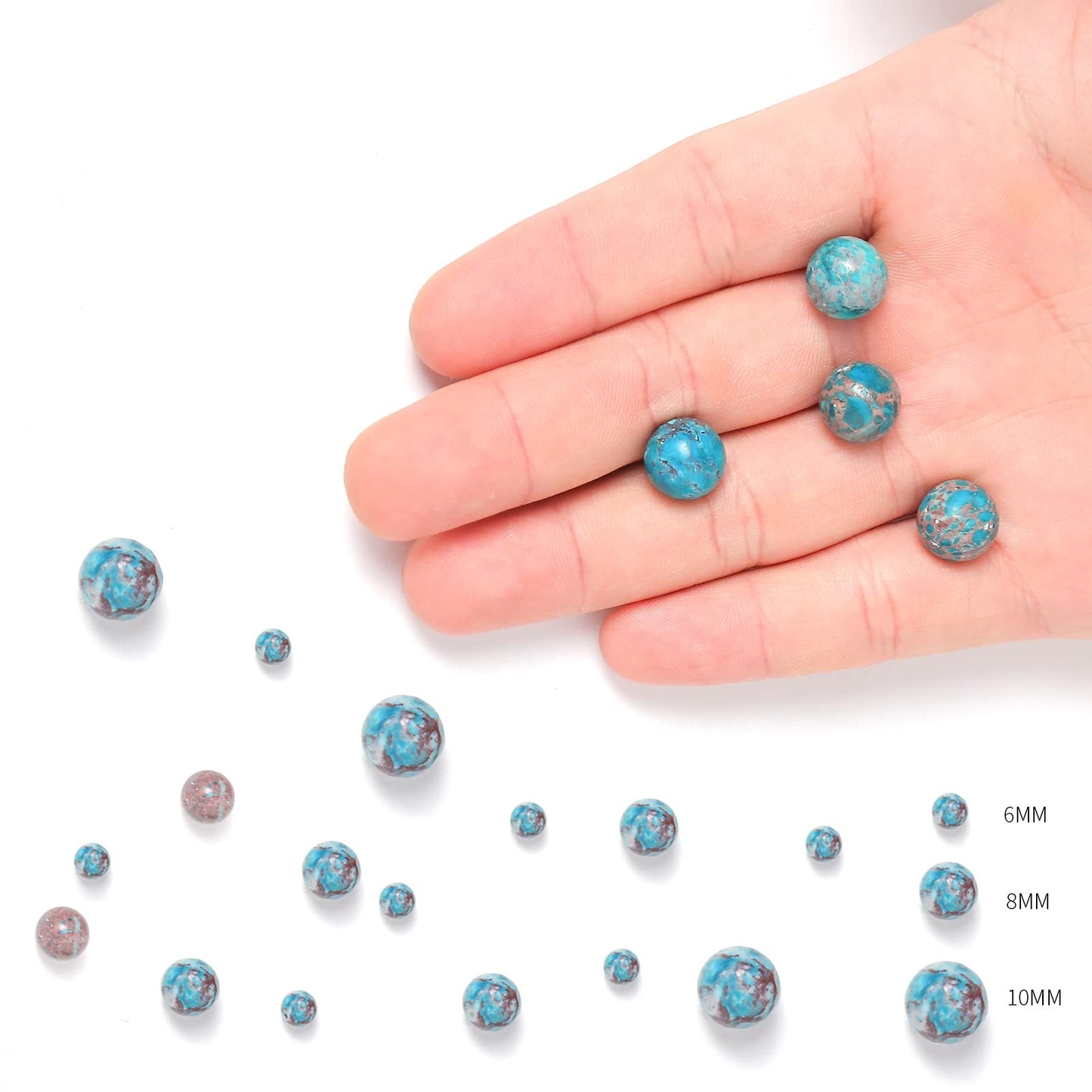 45pcs 8mm Natural Stone Beads American Turquoise Beads Energy Crystal Healing Power Gemstone for Jewelry Making, DIY Bracelet Necklace