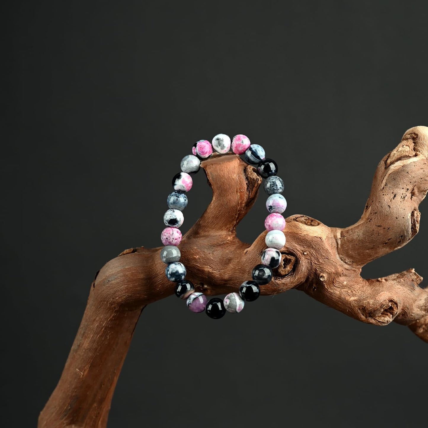 PZTIIY Crystal Bracelet - Natural Energy Crystal Bracelet for Men and Women (ZLY-Pink agate)