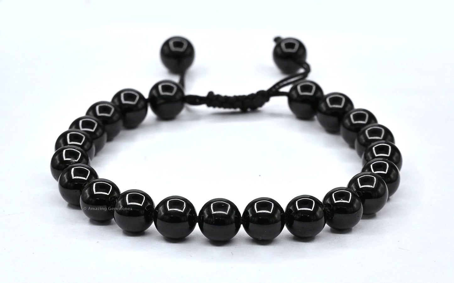 Amazing Gemstone Black Tourmaline Bracelet for Women Men's Gifts - Protection Healing Crystal Bracelet - 8mm Gemstone Beaded Adjustable Bracelet Pulseras Para Hombres Mujer Stocking Stuffers