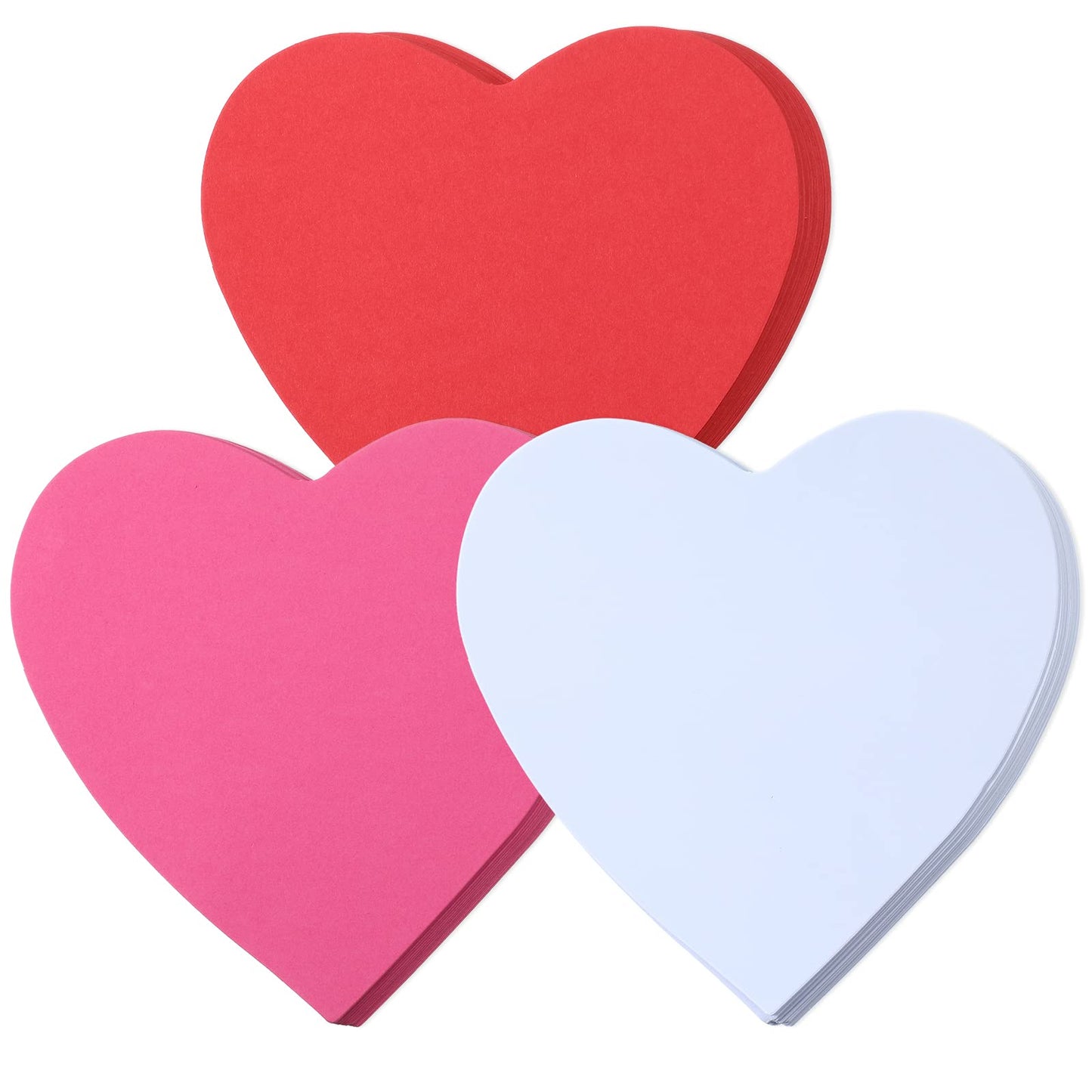 90 Pieces Heart Cutouts Paper Hearts Heart Shape Cards 5.5 Inches Large Valentine's Day Paper Cutouts with Glue Point Dots (Red,Pink and White)