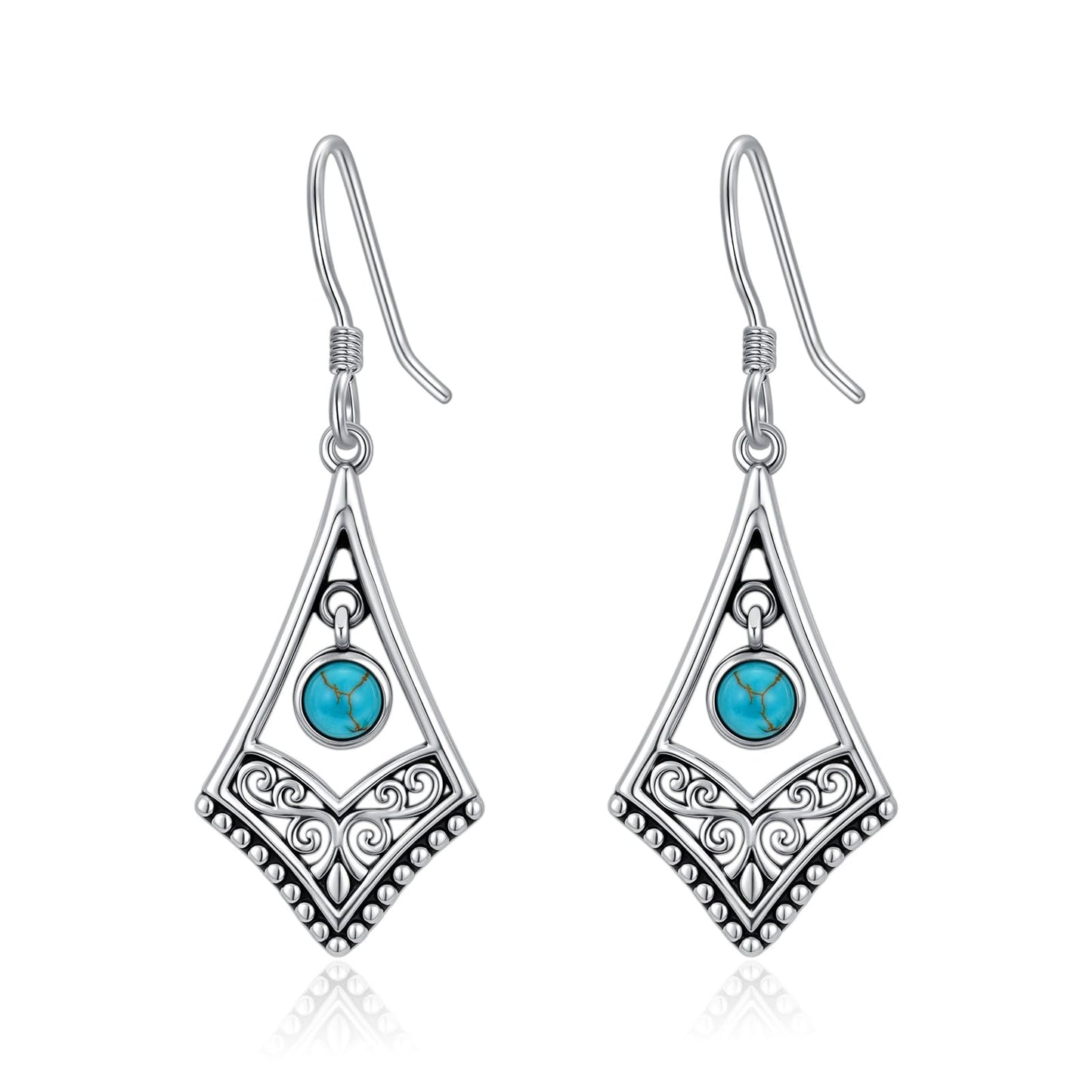 Eetaitai Turquoise Earrings for Women 925 Sterling Silver Vintage Spiral Earrings Turquoise Dangle Earrings Western Jewelry Mothers Day Gifts for Mom Wife Sister