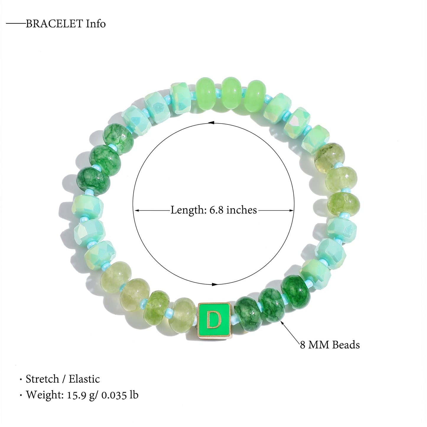 SLYAIH Colorful Beaded Initial Bracelets for Women Boho Crystal Beaded Elastic Stretch Bracelet A-Z Letter Bracelet Handmade Jewelry Gifts for Women