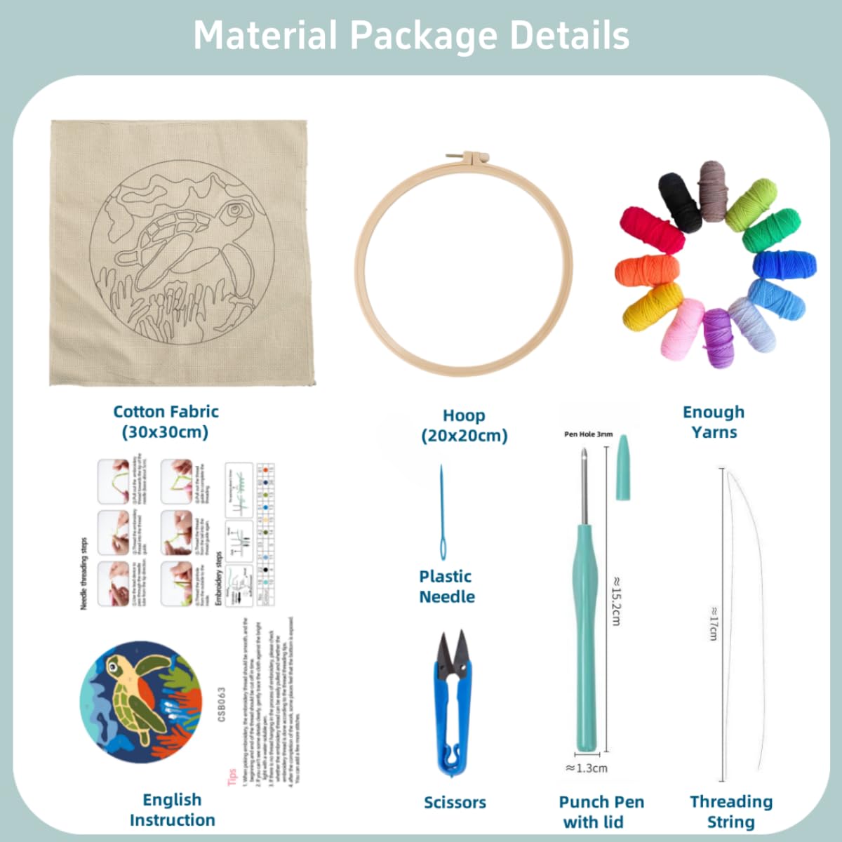 Punch Needle Kits Poodle Dog and Flowers Embroidery Starter Set with Hoop Easy for Beginners DIY Stress Relief Handmade Craft Hobby and Home Decor 20x20cm-6