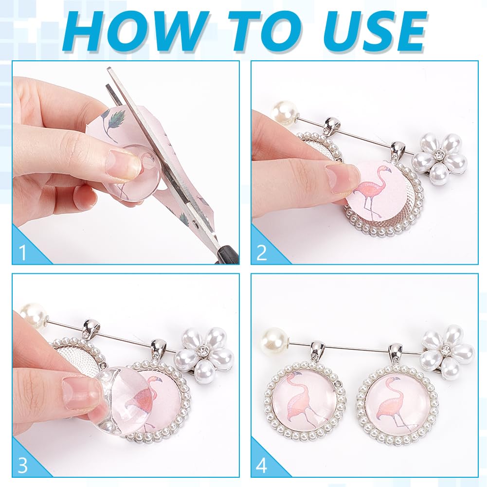UNICRAFTALE 2 Sets Wedding Bouquet Photo Brooch Charms Rhinestone Bride Pin with Round Glass Cabochons Platinum Memorial Crystal Bride Gift Pearl Floral Bouquet Charms for Friend Bridal Shower Gift