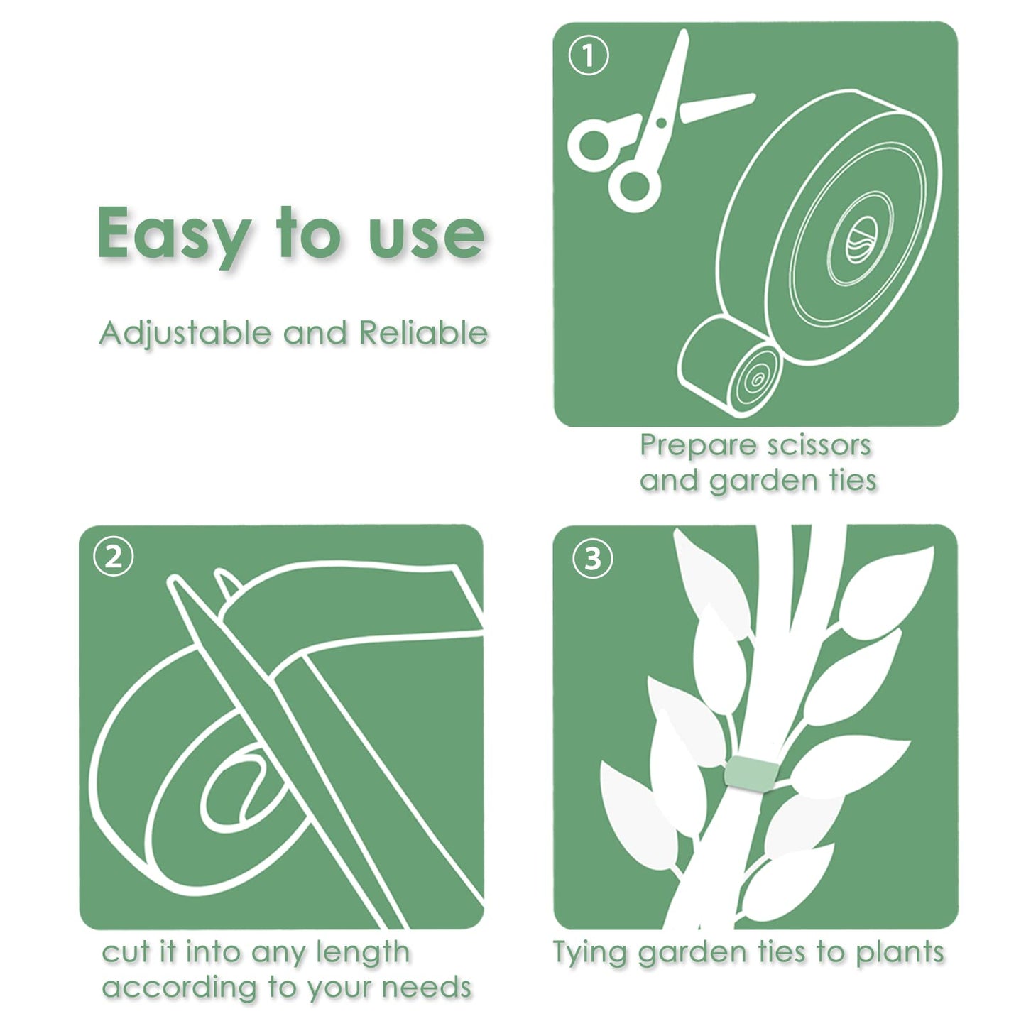 plantactic Garden Tie Green Tape, Plant Supports, Gentle On Plants (32.8ft × 0.6 inch, 2 Rolls, Green)