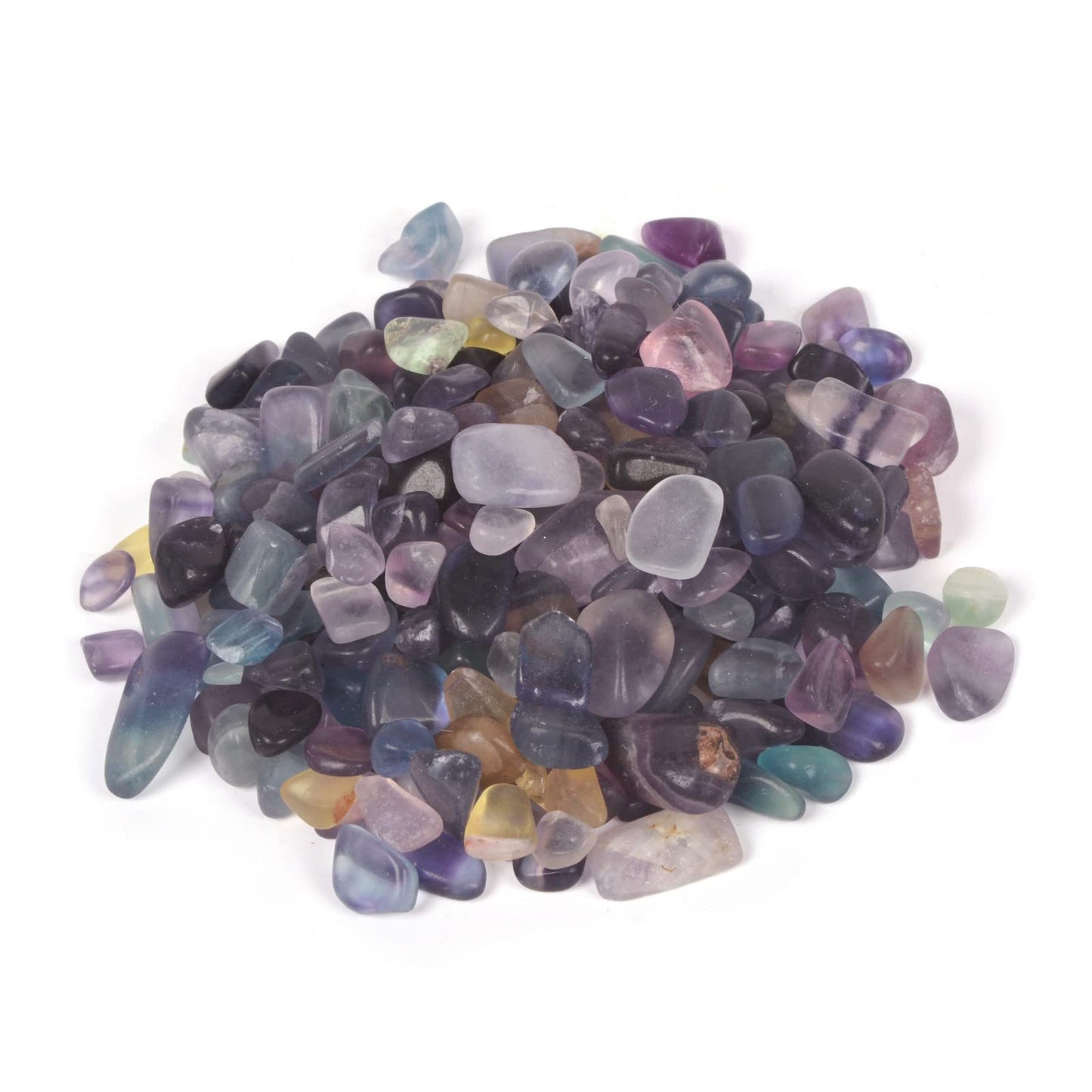 Frosted Rainbow Fluorite Polished Chips Crushed Tumbled Stone Crystal Healing Embellishments 100 grams