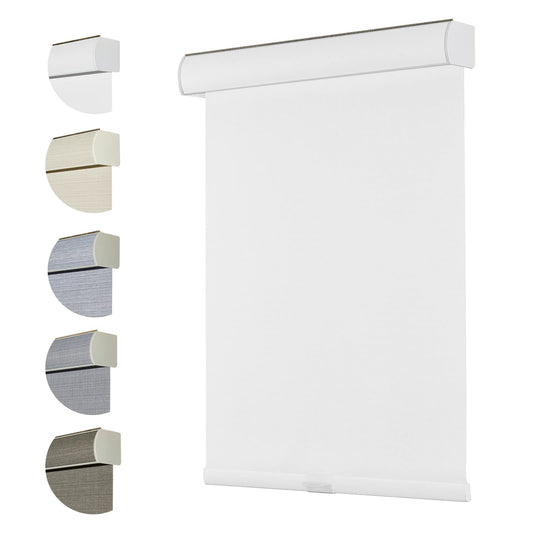 Persilux Free-Stop Cordless 100% Blackout Blinds for Window Shades with Linen Look Textured Fabric (White, 21" W x 72" H) Thermal Insulated Roller Shades for Windows Blinds for Home, Bedroom, Door