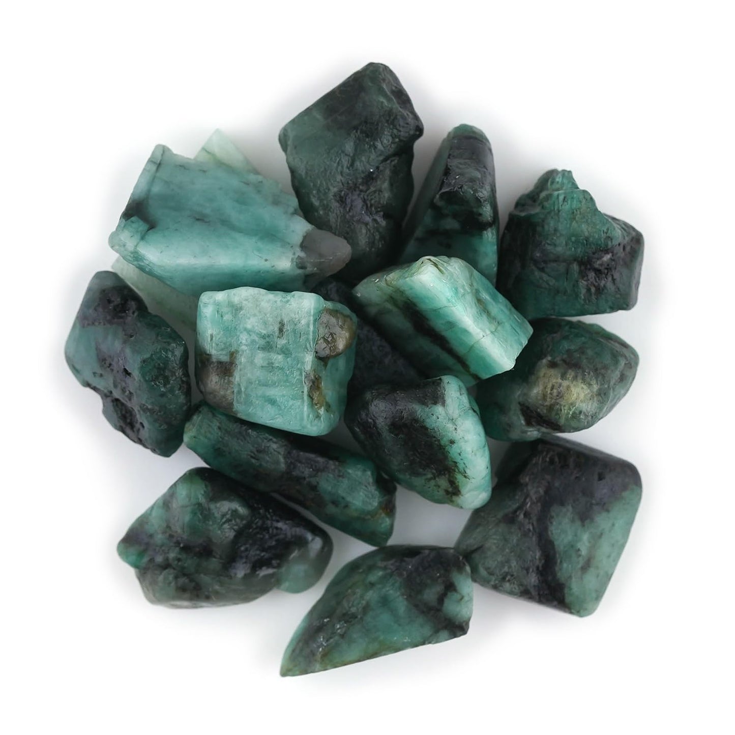 CRYSTALIS 15pcs Natural Emerald Loose Gemstone Wholesale Bulk Rough Jewelry Making Supply, Chakra & Healing Raw Stones, Wire Wrapping, DIY, Gem Collection [12-16mm]