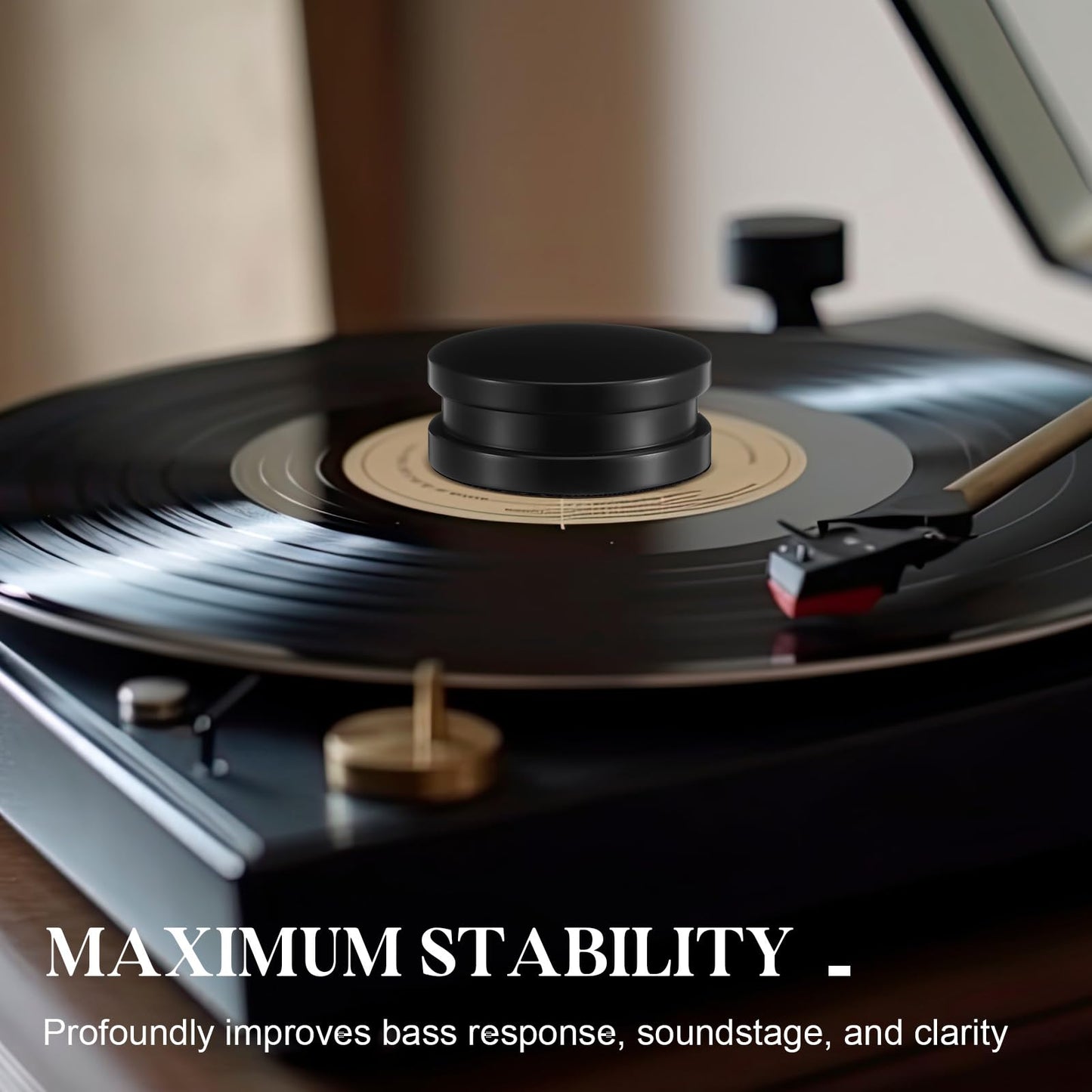 26.8 Ounce/ 760 Gram Record Weight Stabilizer Turntable Clamp Heavy Weight High Mass Steel Lp Disc Vinyl Record Player Accessory with Brush Gift Box for Vibration Damping Christmas Favor Gifts(Black)