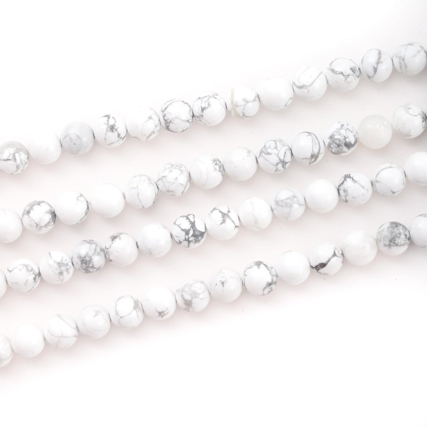 8mm 45pcs DIY Natural White Howlite Stone Beads Round Healing Crystal Gemstone Loose Beads for Jewelry Making Handmade Bracelet Necklace