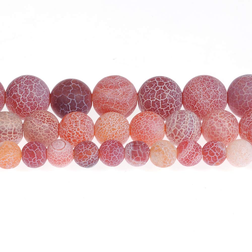 10mm Natural Orange Frosted Agate Gemstone Round Loose Beads Crystal Stone Bracelet Necklace Accessories Crafts for Jewelry Making DIY,1 Strand 15"