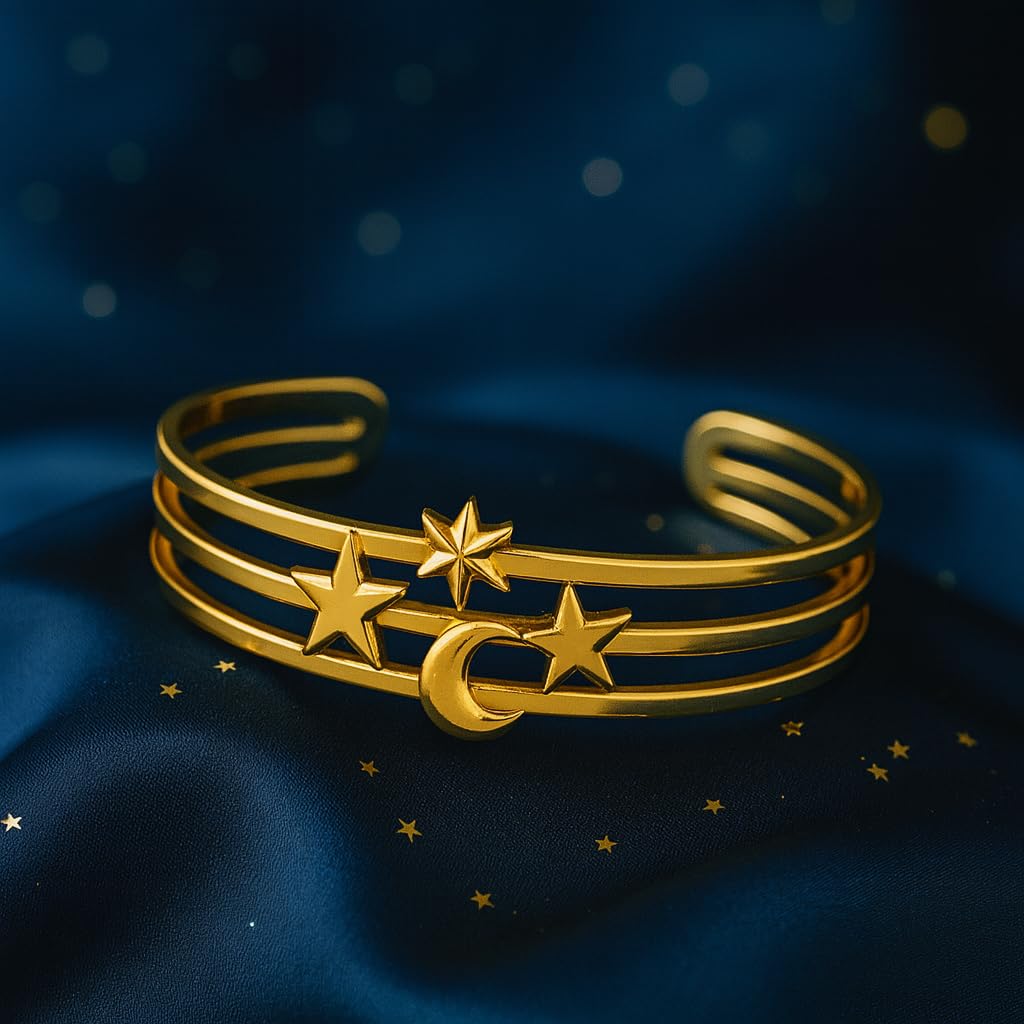 TaYolnFaSo 18K Real Gold Plated Open Cuff Bangle Bracelet for Women Adjustable Chunky Gold Bracelet Personalized Wide Wrist Cuff Bangle Bracelet Jewelry Gift for Women