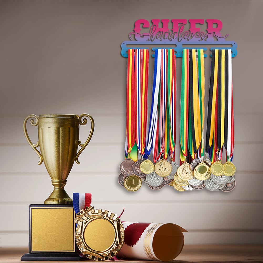 PH PandaHall Cheer Medal Hanger Display, Iron Cheer Medal Holder Cheerleader Hanger Award Ribbon Medal Rack Wall Mount Medal Holder Display for Over 60 Sports Medals Basketball Soccer Cheerleading