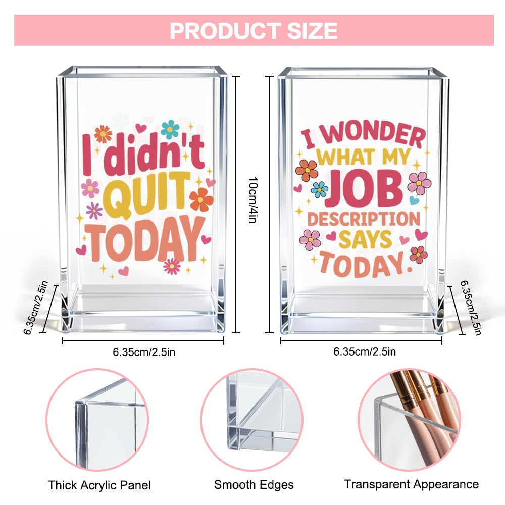 Vgrti I Didn't Quit Today Acrylic Pen Holder Cup Set 2, Cute Pencil Holder Desk Organizer, Funny Desk Accessories, Work Humor Gifts, Sarcastic Office Gifts for Women Coworkers Teachers Besties Nurses