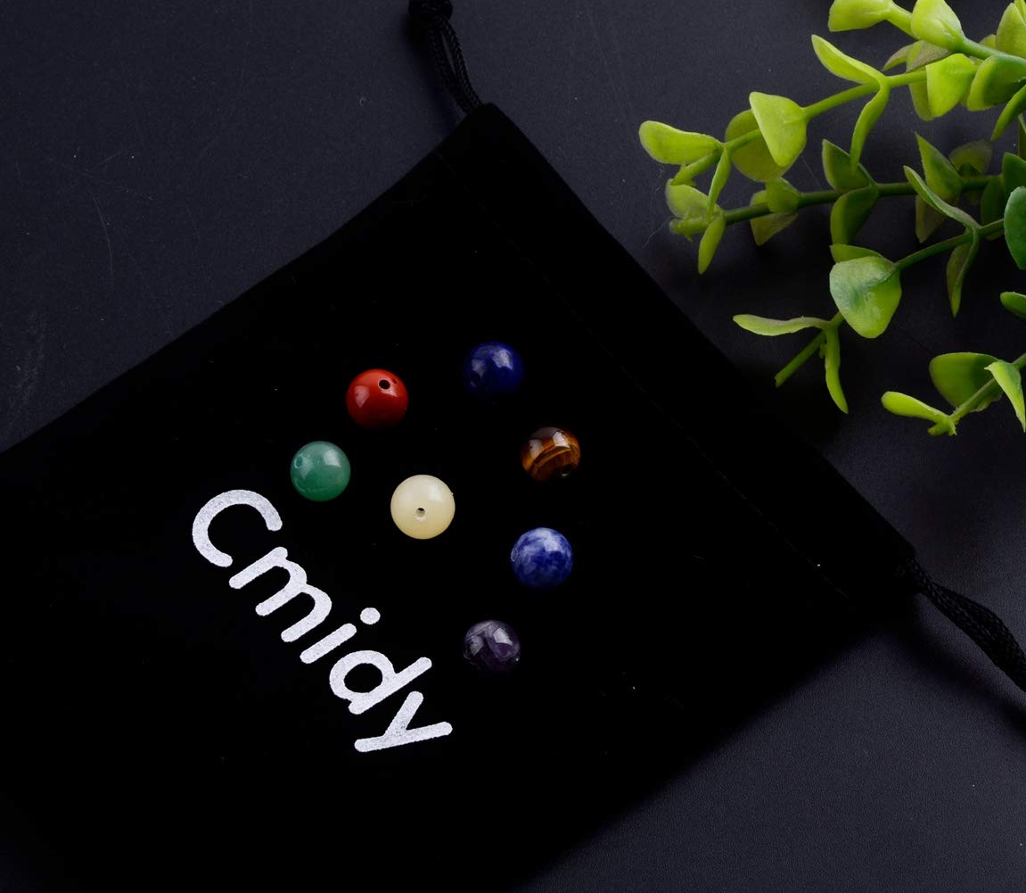 Cmidy 7 Chakra Natural Stone Beads 100pcs 10mm Round Genuine Real Stone Beading Loose Gemstone Mixed DIY Smooth Beads for Bracelet Necklace Earrings Jewelry Making