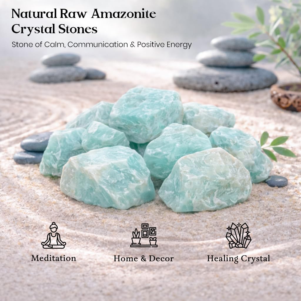 Crocon Amazonite Rough Bulk Natural Stone Raw Gemstone Tumbling Cabbing Polishing Gem Mining Chakra Balancing Reiki and Crystal Healing Good Luck Home Office Size : 1 LB