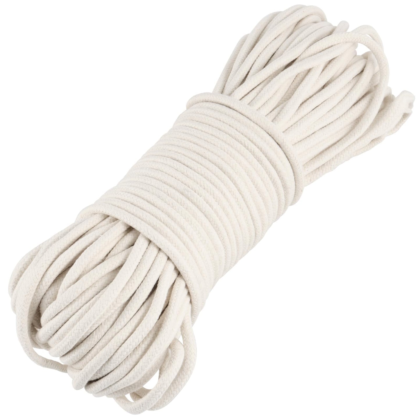 MOUYAT 328 Ft x 1/4 Inch Natural Cotton Rope, White Clothesline Cotton Cord, All Purpose Braided Cotton Cord Utility Rope for Clothes Hanging, Macrame, Plant Hanger, Knitting Crafts