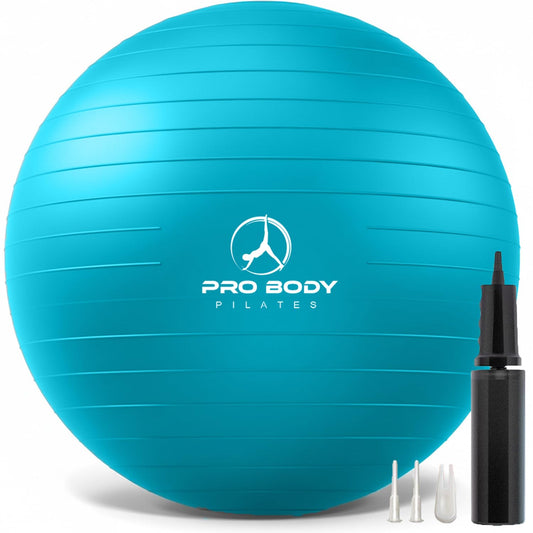 ProBody Pilates Yoga Ball - Fresh Colors Exercise Ball for Stability, Pregnancy, Workout, Physical Therapy & Birthing, Balance Ball Chair (Sky, 65 cm)