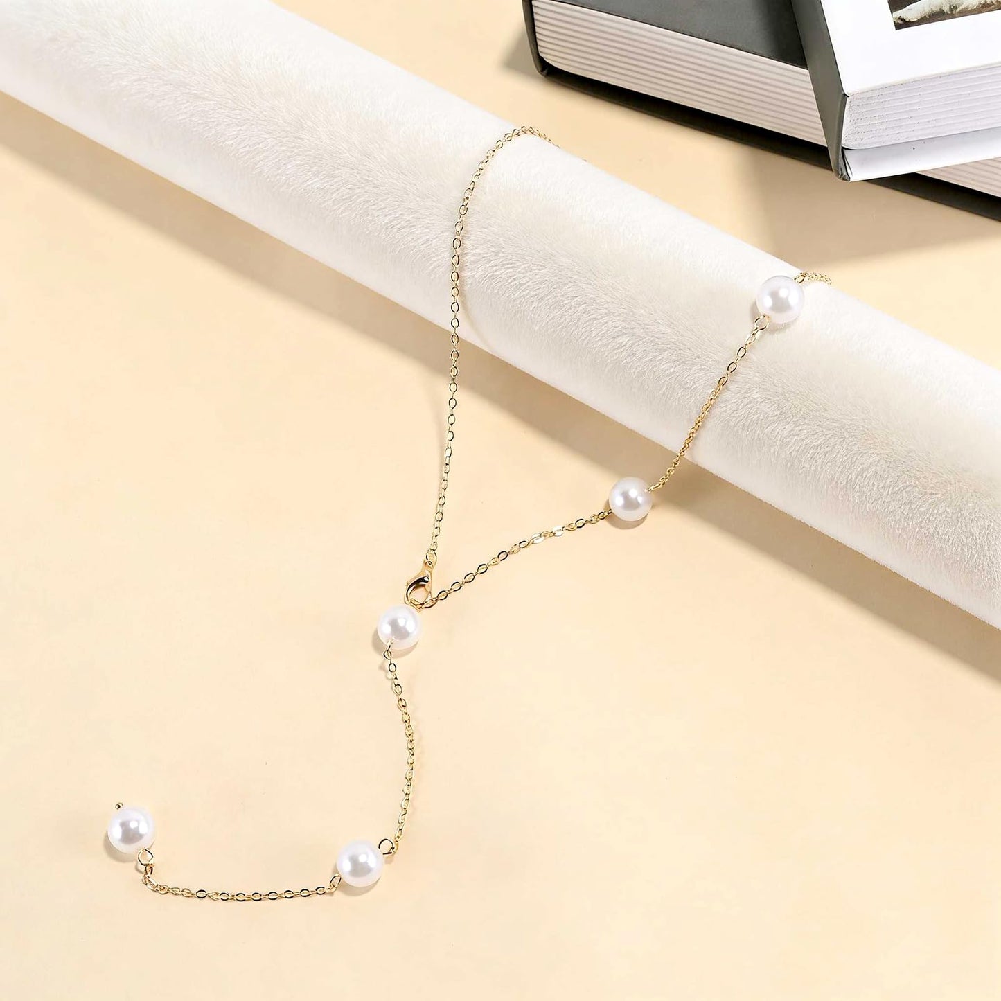 ENGCKSHI Necklace for Women, Dainty Long 14K Gold Y-Shaped Necklace Jewelry Trendy Beaded Layered Chain Drop Necklaces Jewelry Women Gifts