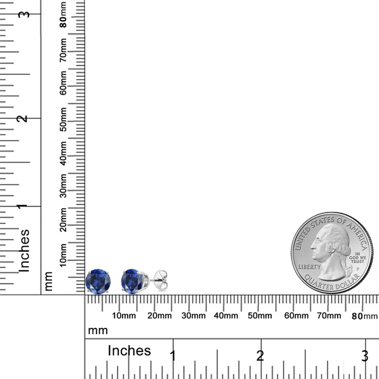 Gem Stone King 2-4 Cttw Round Gemstone Birthstone Stud Earrings For Women Men | 925 Sterling Silver | Round 7MM | Fine Jewelry Gifts for Women Her Mom Wife Men | Blue Created Sapphire-September