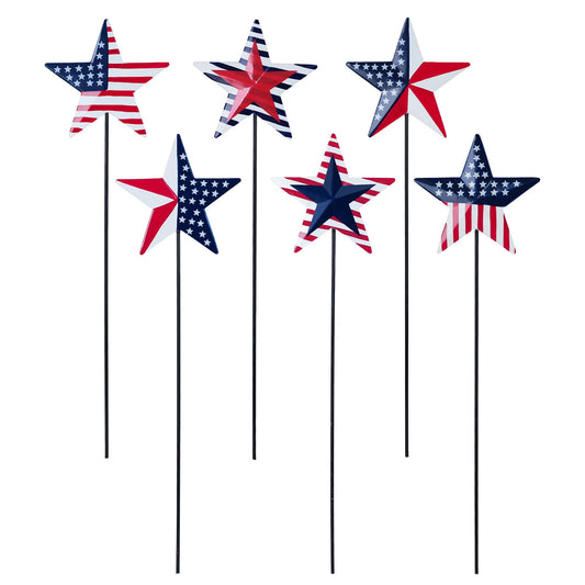 hogardeck 4th of July Decorations Outdoor, 6 PCS Metal Patriot Star Decorative Garden Stakes for Fourth of July Decorations, Patriotic Yard Signs for Garden Memorial Day Decorations