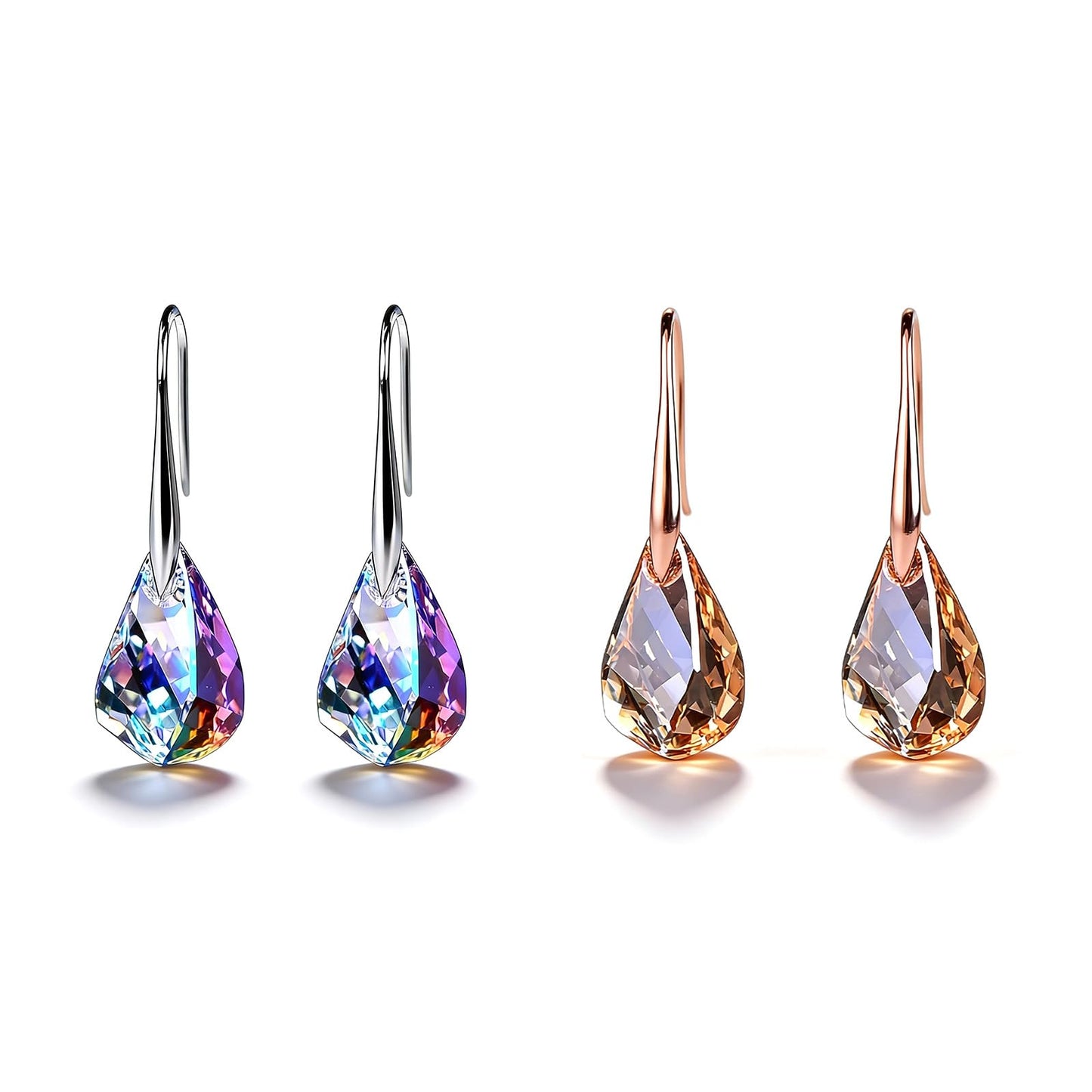 2Pcs Quartz Stone Earrings for Women Crystal Sparkling Dangle Earring Trendy Jewelry Birthday Gifts for Women