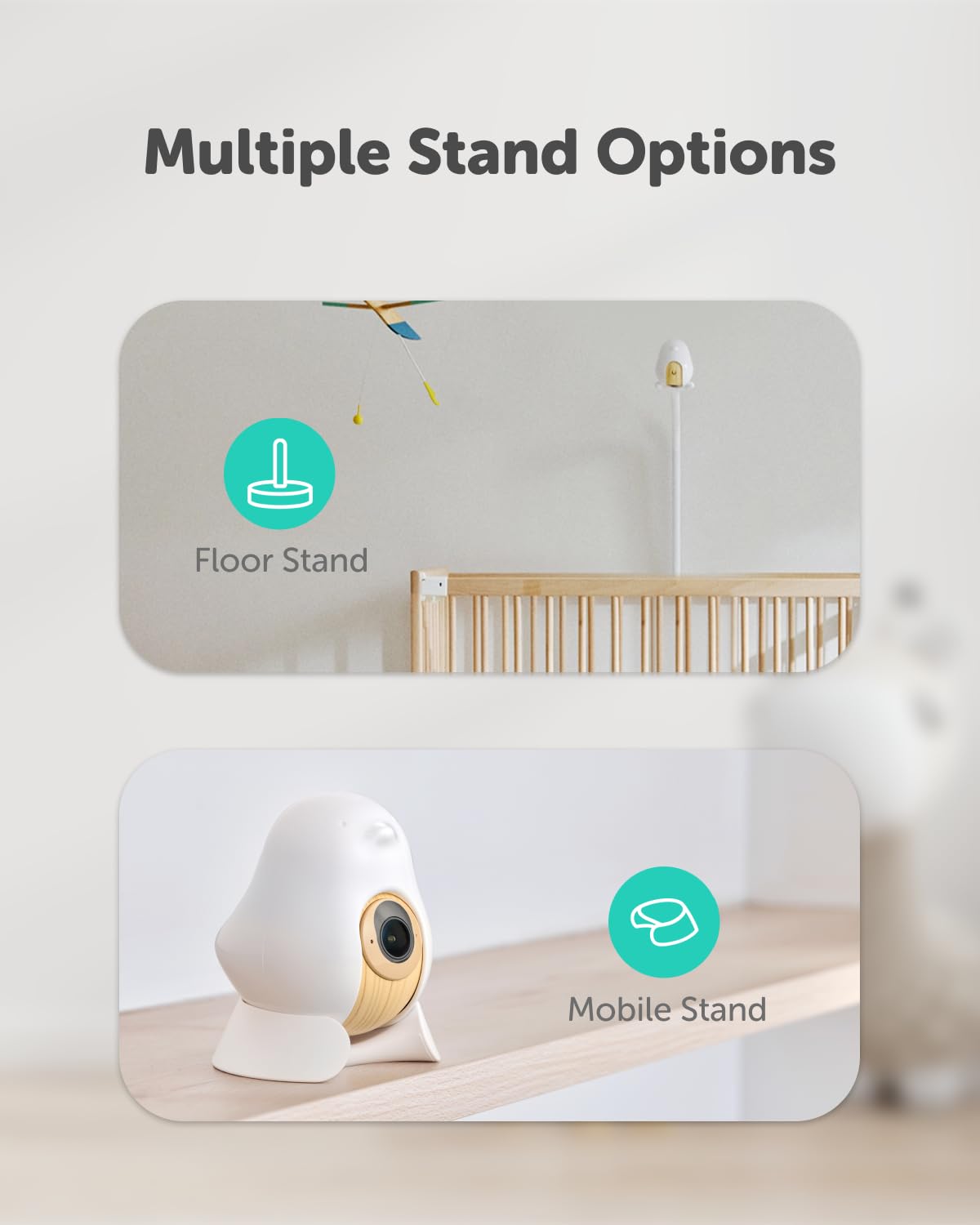 CuboAi 2025 New Model Smart Baby Monitor 3: Sleep Safety Alerts for Covered Face Rollover, 2.5K QHD Night Vision WiFi Camera, 2-Way Audio, Humidity Sensor, Lullabies. App Control (Floor Stand Set)