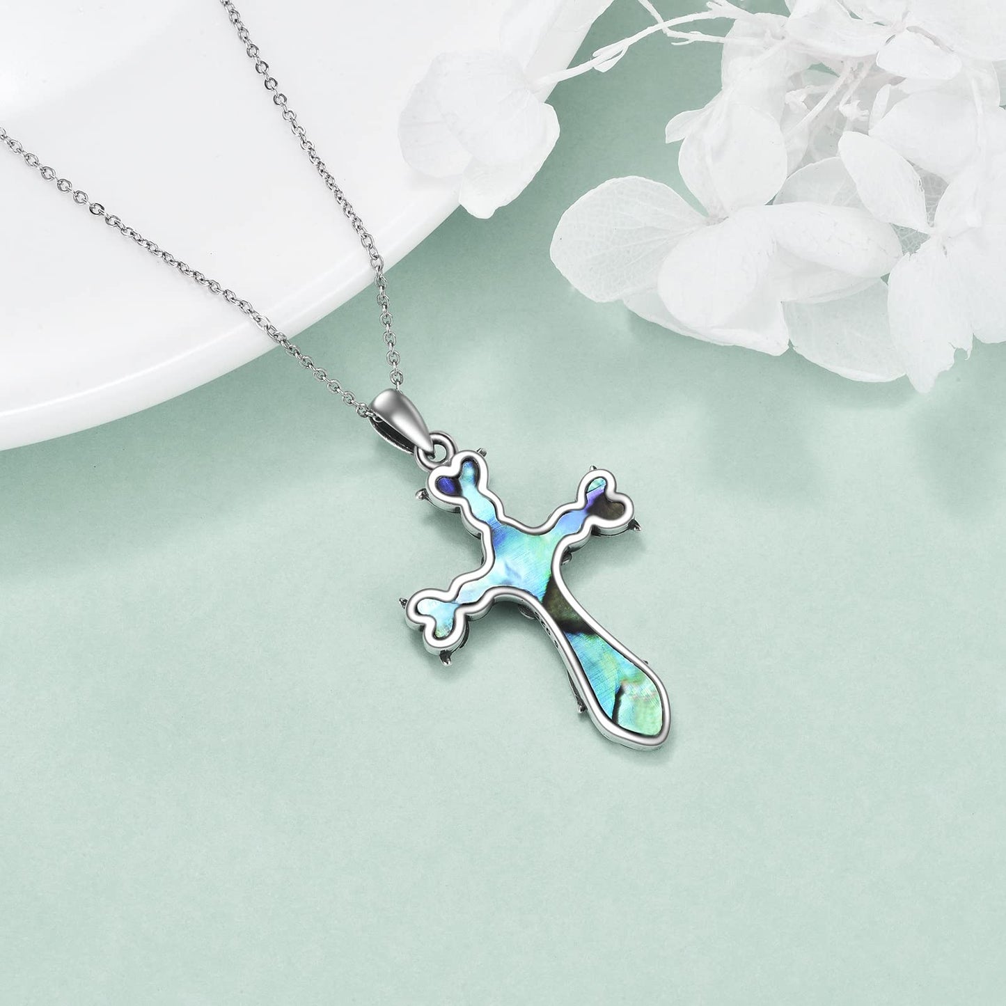 ONEFINITY Cross Necklace 925 Sterling Silver Celtic Knot Rose Flower Cross Necklace Pendant Gifts for Women Cross Jewellery Gifts