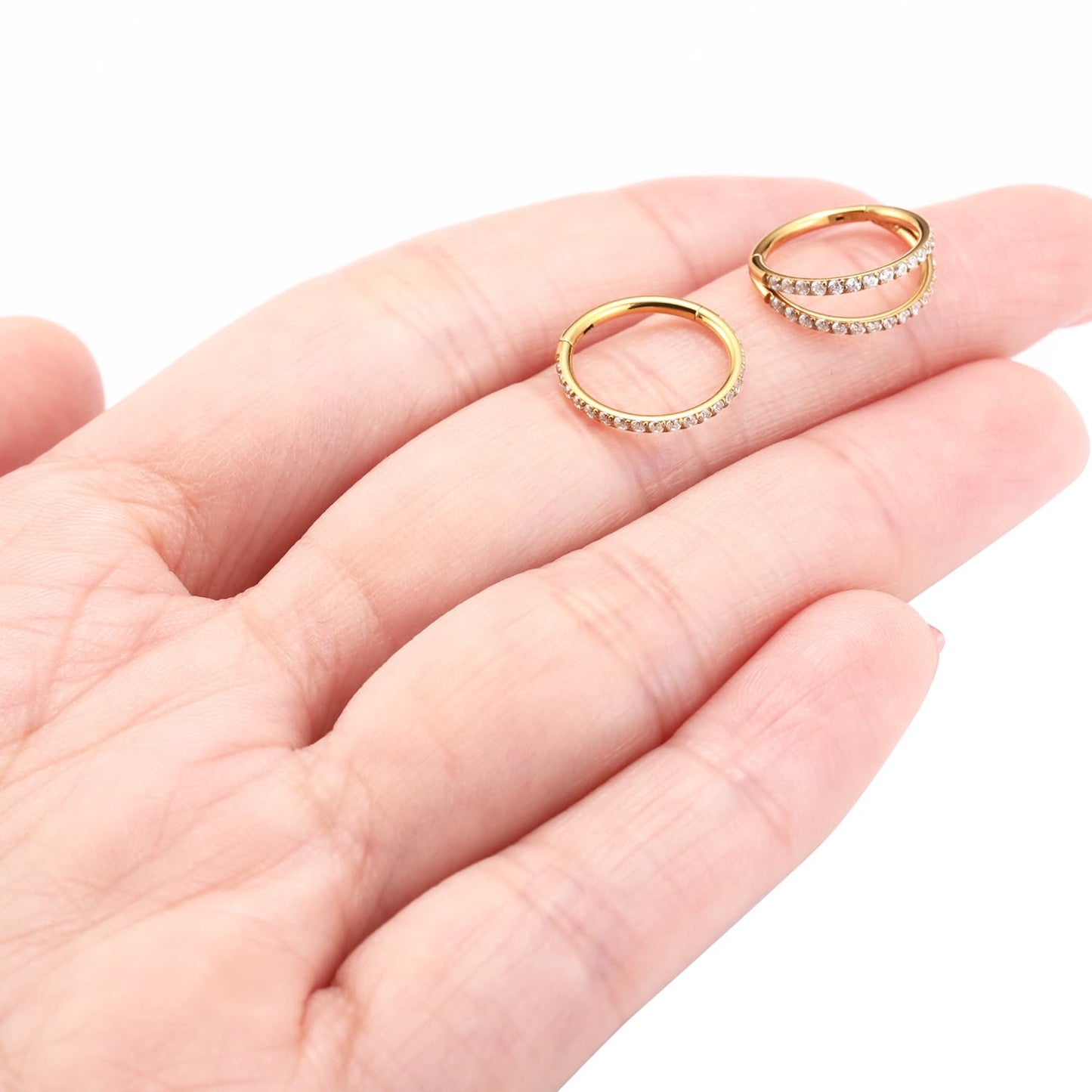 Nose Ring Hoop 18g Septum Ring 8mm Septum Jewelry Double Hoop Septum Clicker Gold Conch Piercing Jewelry Cartilage Earring with CZ Lip Rings Nose Hoop Surgical Steel Helix Earrings Nose Jewelry