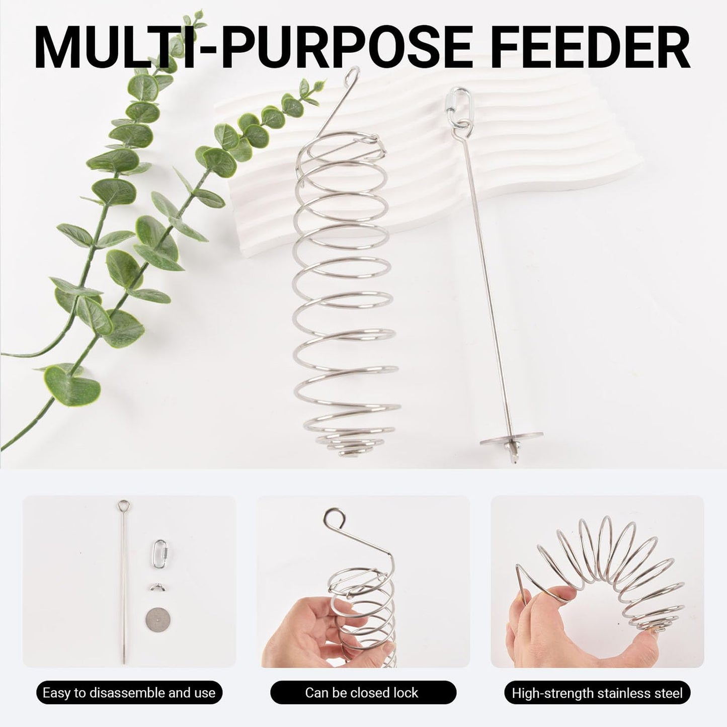3 Pack Butterfly Banana Feeder, Stainless Steel Outdoor Banana Holder Hanging Butterfly Feeder for Garden Backyard Tree Banana Hammock Attracts Butterflies Bees Birds