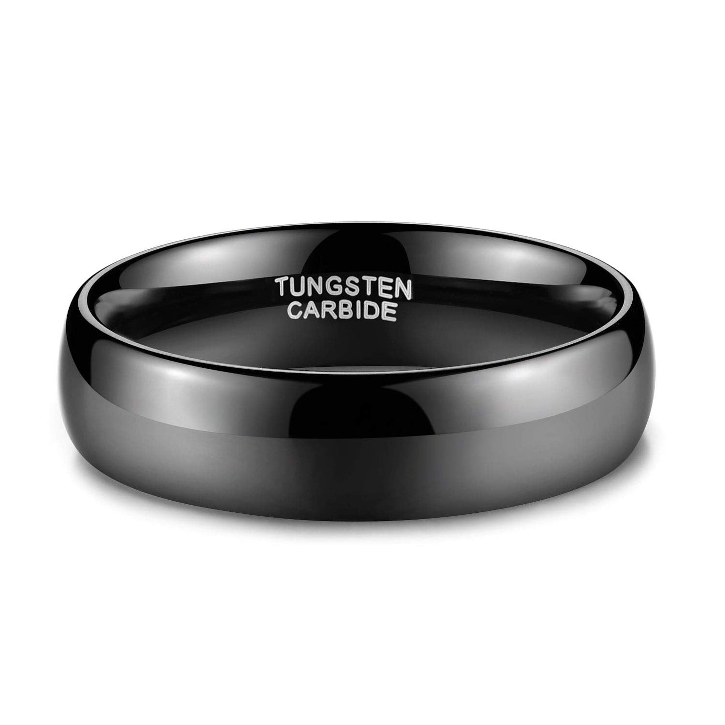TRUMIUM 6mm Black Tungsten Ring for Men Women High Polished Comfort Fit Wedding Band Size 7