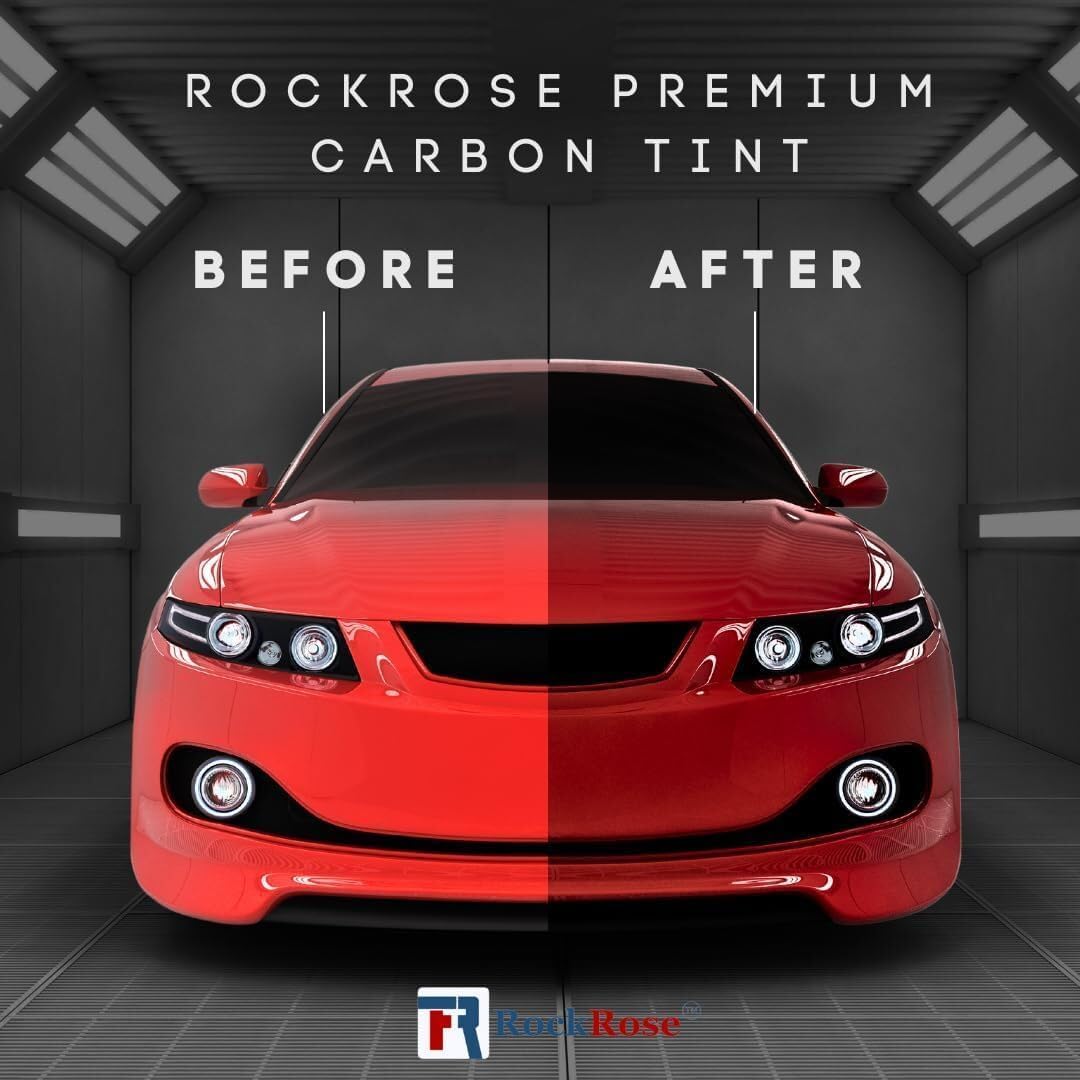 RockRose 15% Premium Carbon Car Window Tint Film 40 in x 100FT 2PLY Charcoal Privacy Film UV, Heat Blocking Tint for Car or Home Adhesive Film Easy Shrink, Plotter Friendly Pro Grade