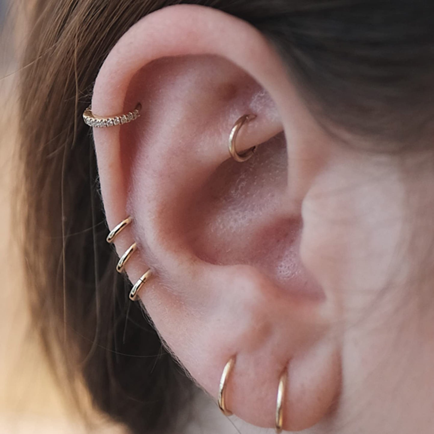 EPIRORA Silver Hoop Earrings- Cartilage Earring Small Hoop Earrings for Women Men,4 Pairs of Hypoallergenic 925 Sterling Silver Tragus Earrings(Gold,8mmx4)