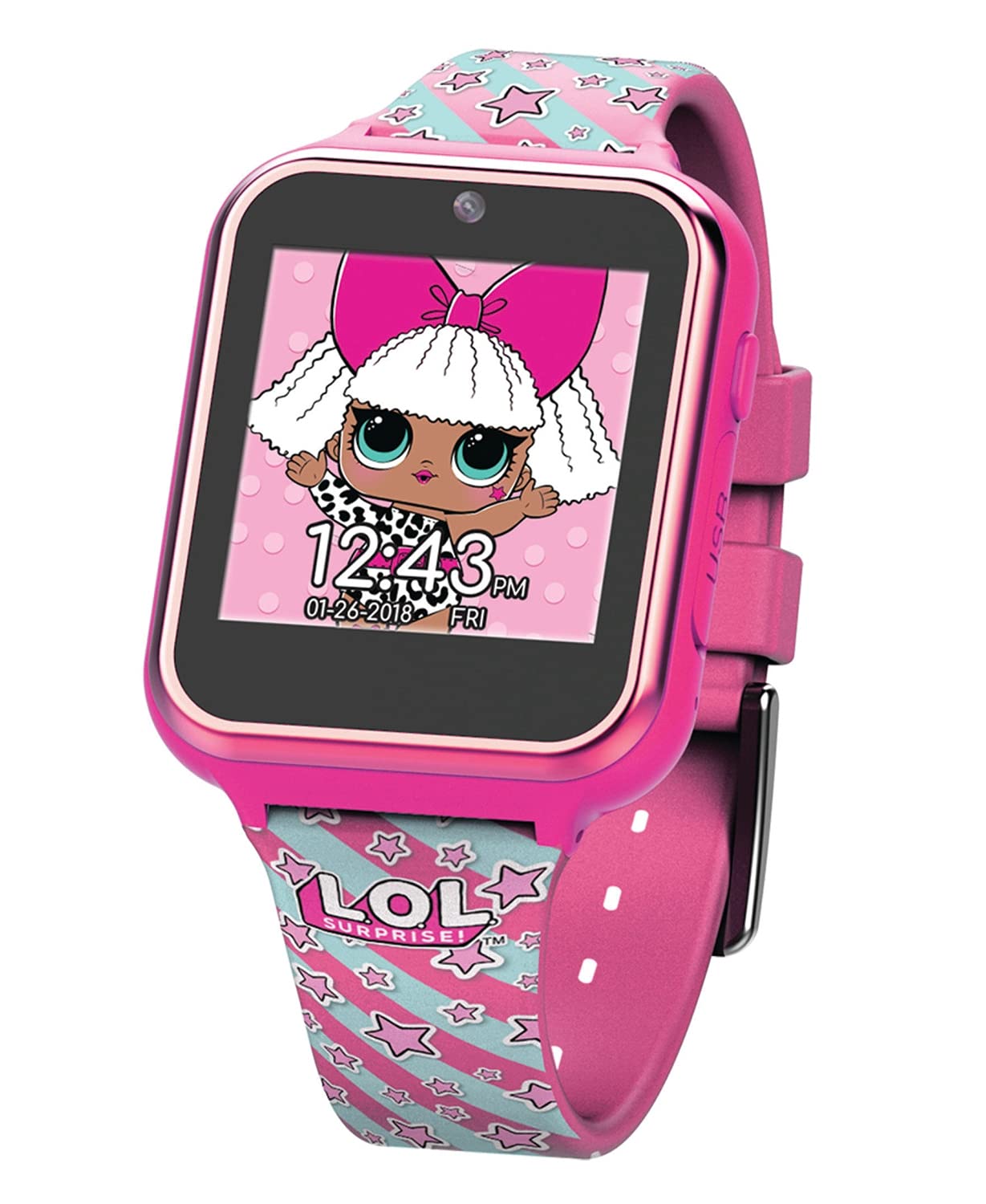 L.O.L. Surprise Kids Smart Watch with Touchscreen Selfie Camera Voice Recorder Calculator and Step Counter – Interactive Watch with Games and 10 Character Watch Faces – Fits Wrist Sizes 5.5" to 8"