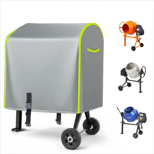 Cement Mixer Cover for 4–5 Cu.Ft Mixers, Heavy Duty 600D Oxford Concrete Mixer Cover, Waterproof & Dustproof Outdoor Cement Mixer Cover, Portable Mud Mixers Cover with Reflective Strips.