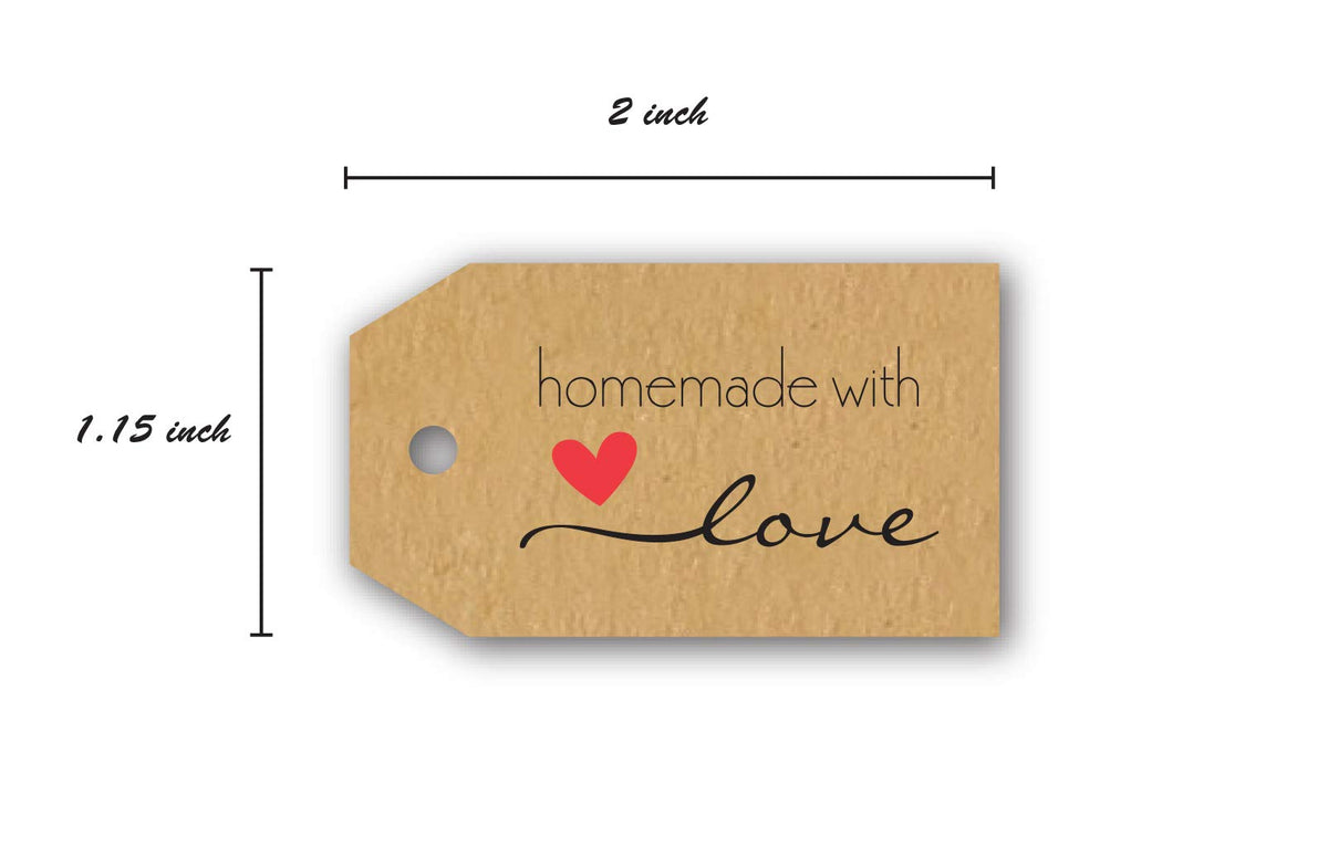 1.15" x 2" Natural Brown Kraft Homemade with Love Gift Tag Stickers / 500 Present Labels/Small Business Decals