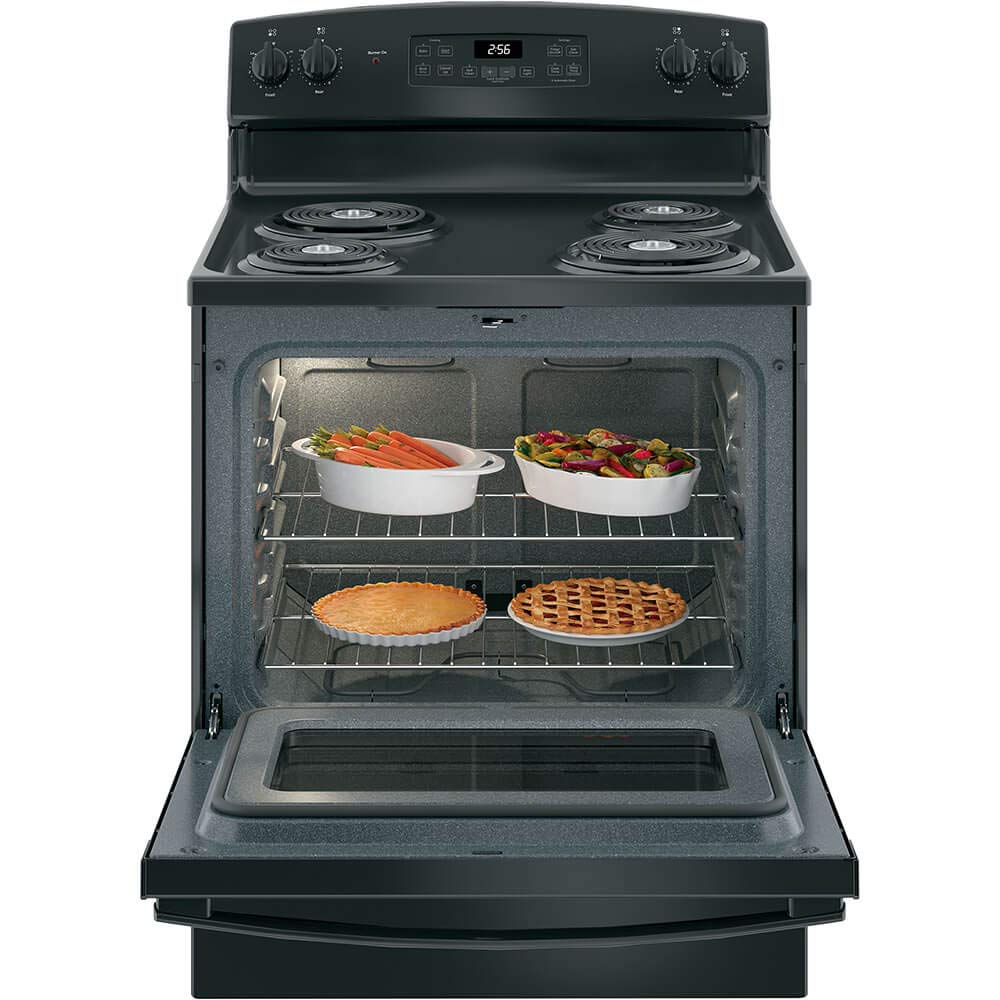 GE 30 in. 4 Burner Element Free-Standing Electric Range in Black