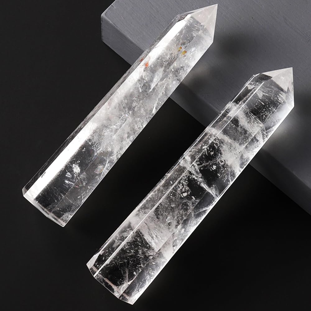 Natural Stone and Crystals Point Wand Reiki Healing Stone Rose Quartz Amethyst Home Decor Mineral Stones Crafts (5.9inch Wand White Smelting Stone)