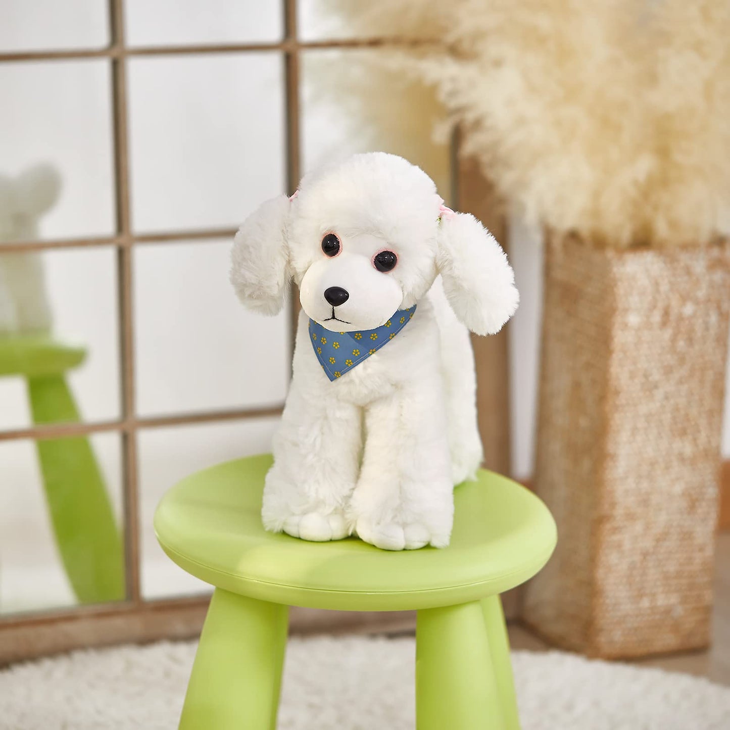 Athoinsu Realistic White Poodle Puppy Stuffed Animal Soft Adorable Hugging Puppy Dog Plush Toy Children's Day Holiday Birthday (White)