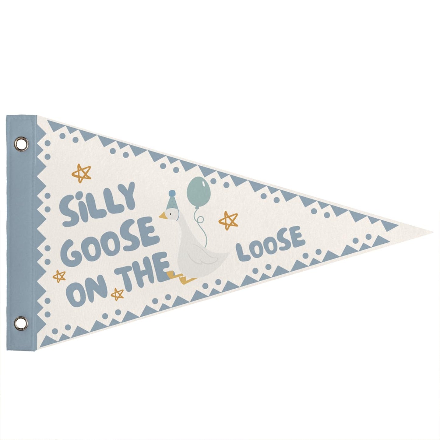 WXHUM Playroom Kids Room Nursery Wall Art Decor, Silly Goose On the Loose Felt Pennant Banner Flags, Silly Goose Birthday Wall Decorations for Kid Boy Toddler Room, 8x14 Inch