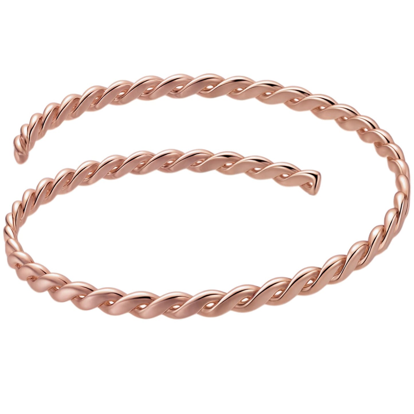 Tondiamo 99.99% Copper Bracelets for Women, 12 Inch Twisted Bangle Bracelet Adjustable Solid Copper Jewelry for Women Health Jewelry Gift